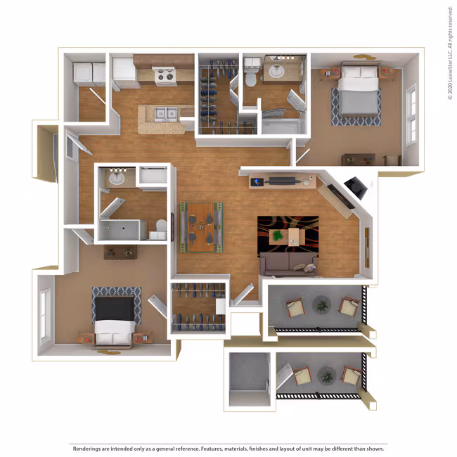 2 Bed 2 Bath 1457 SqFt (1376 Net) 1321 floor plan